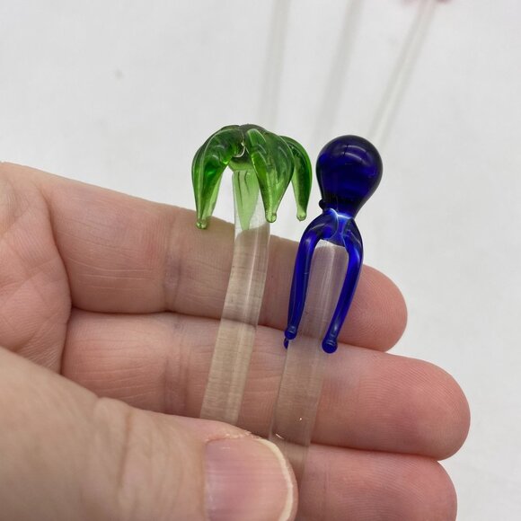 Handblown Glass Tropical seaside beach theme swizzle sticks cocktail stirrers pe - Picture 6 of 11
